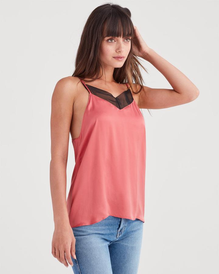 7 For All Mankind Cupro Cami In Tourmaline Pink