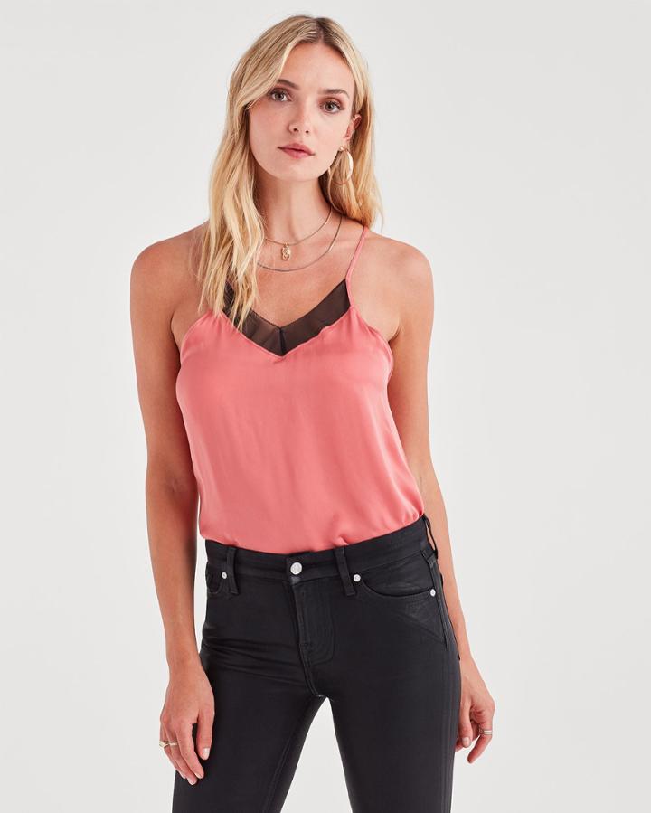 7 For All Mankind Women's Cupro Cami In Tourmaline Pink