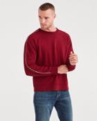 7 For All Mankind Stripe Sleeve Sweatshirt In Dark Burgundy