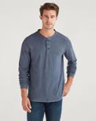7 For All Mankind Men's Zig Zag Waffle Army Henley In Navy
