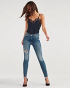 7 For All Mankind Women's High Waist Ankle Skinny With Destroy And Fray Hem In Luxe Vintage Femme
