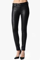 7 For All Mankind The Seamed Skinny In Crackled Leather-like Black