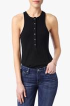 7 For All Mankind Ribbed Henley Tank In Black