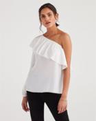 7 For All Mankind Women's One Sleeve Top In Soft White