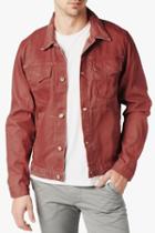 7 For All Mankind Jean Jacket In Passion Red Ecru Selvage