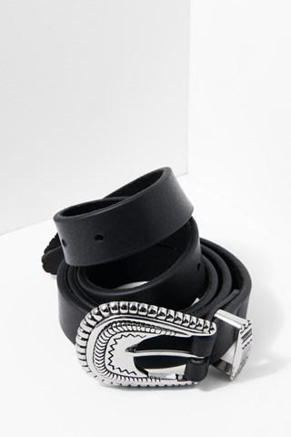 7 For All Mankind Wyatt Belt In Black And Silver