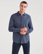 7 For All Mankind Long Sleeve Microstripe Shirt In Navy