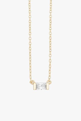7 For All Mankind Baguette Solitaire Necklace In Gold