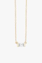 7 For All Mankind Baguette Solitaire Necklace In Gold