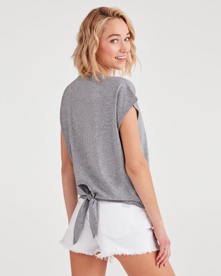 7 For All Mankind Tie Back Tee In Heather Grey