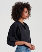 7 For All Mankind Blouson Pleated Top In Black