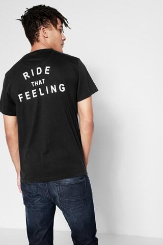 7 For All Mankind Short Sleeve Ride That Feeling Tee In Black