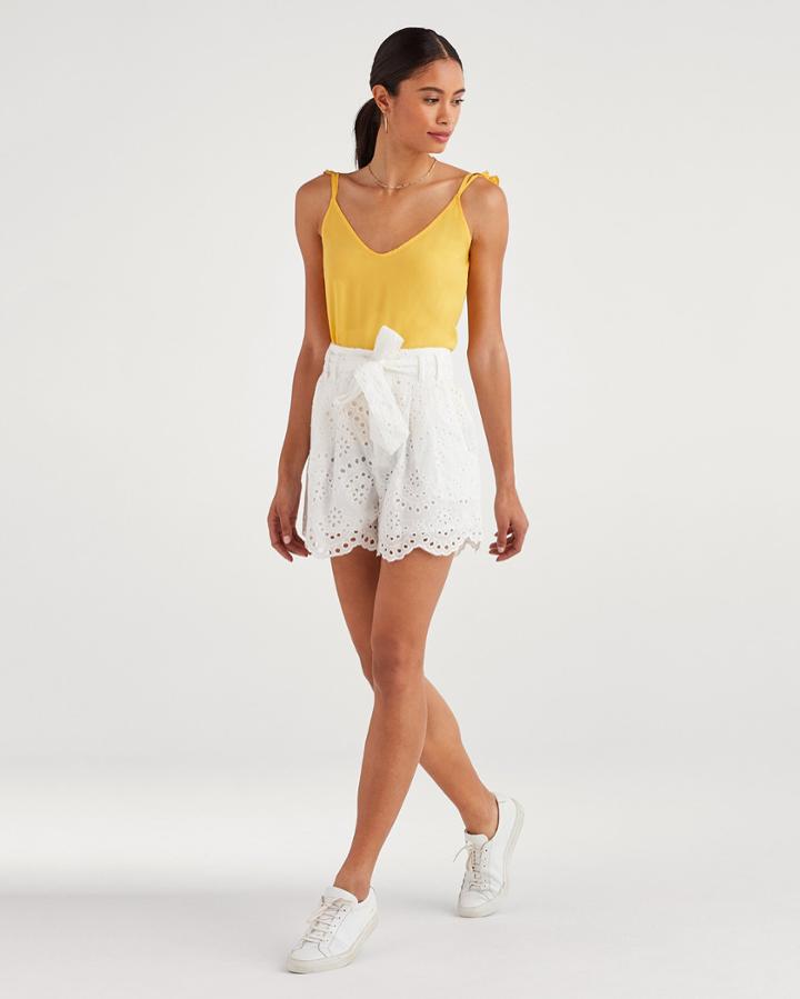 7 For All Mankind Women's Eyelet Short In White