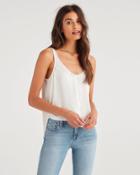 7 For All Mankind Women's Button Up Tank In Chalk