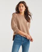 7 For All Mankind Women's Step Hem Pullover Sweater In Camel
