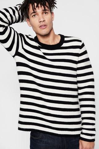 7 For All Mankind Doubleknit Striped Sweater In Ivory