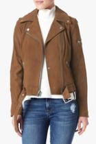 7 For All Mankind Suede Moto Jacket In Cognac