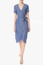 7 For All Mankind Denim Wrap Dress In Clear Water Blue