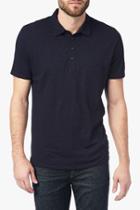 7 For All Mankind Short Sleeve Raw Placket Polo In Midnight Navy