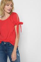 7 For All Mankind Bow Tie Sleeve Tee In Poppy