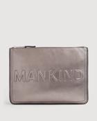 7 For All Mankind Large Mankind Clutch In Metal Pewter