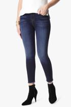 7 For All Mankind The High Waist Ankle Skinny With Raw Hem In Dark Canterbury