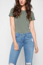7 For All Mankind Crew Neck Tee In Dusty Olive