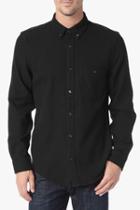 7 For All Mankind Long Sleeve Textured Oxford Shirt In Black