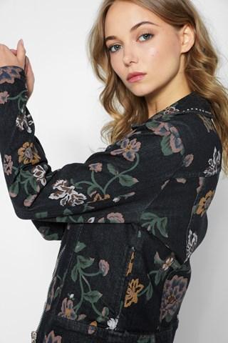 7 For All Mankind Moto Jacket With Studs In Print On Noir