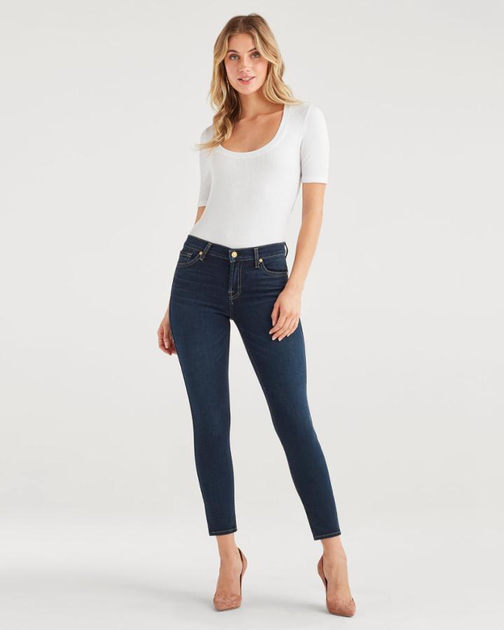 7 For All Mankind Women's Ankle Skinny In Dark Moon Bay