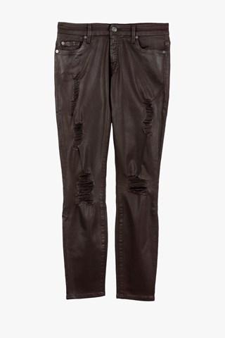 7 For All Mankind The Ankle Skinny In Plum Destroy