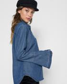 7 For All Mankind Women's Bell Sleeve Denim Shirt In Pico Blue