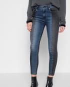 7 For All Mankind Women's Ankle Skinny With Piecing And Cut Off Hem In Indigo Sulphur