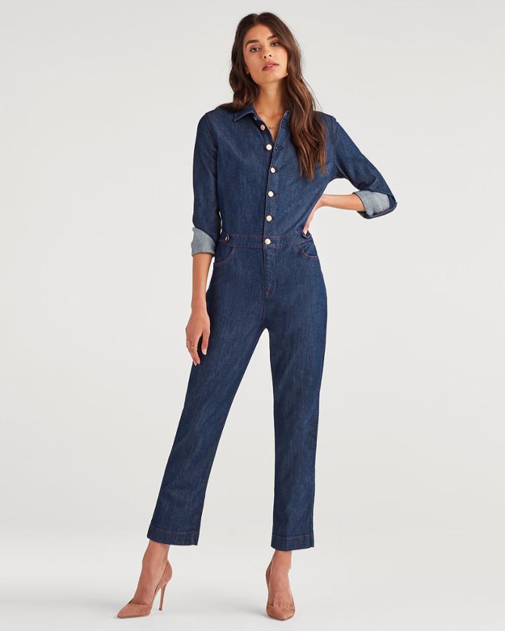 7 For All Mankind Women's Utility Jumpsuit In Patriot