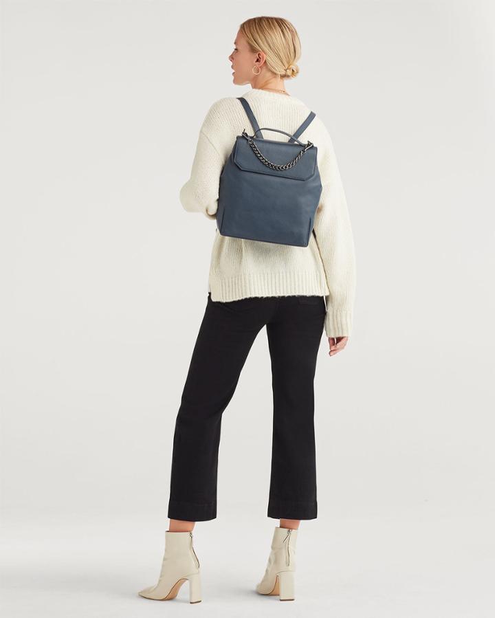 7 For All Mankind Women's Leather Backpack In Navy