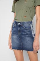 7 For All Mankind Short Skirt With Reverse Step Side Panel In Mojave Dusk