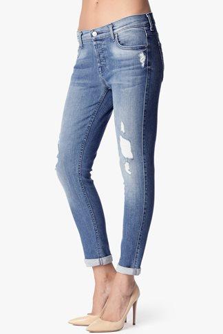 7 For All Mankind Josefina Feminine Boyfriend In Striking Light Indigo W/ Super Destroy