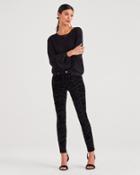 7 For All Mankind B(air) Denim Ankle Skinny With Full Lace Front Panels In Black