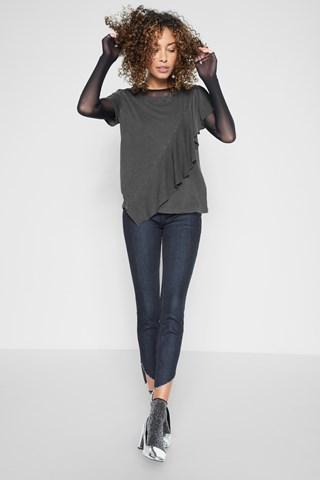 7 For All Mankind Ruffle Tee In Lead