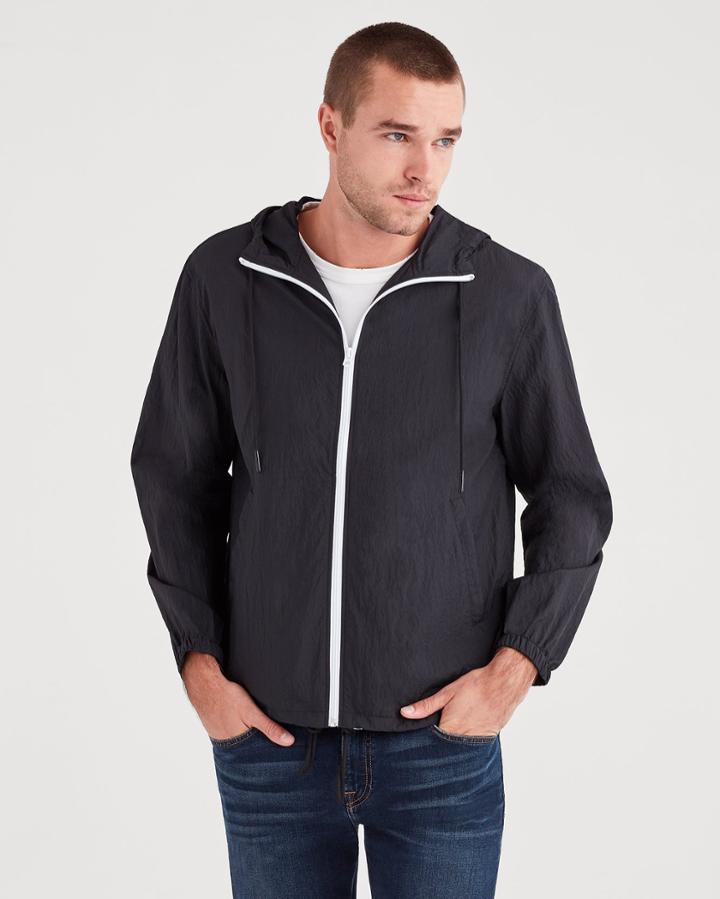 7 For All Mankind Packable Parachute Windbreaker In Black