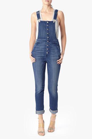 7 For All Mankind Fashion Overalls In Medium Broken Twill
