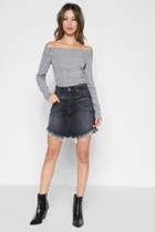 7 For All Mankind Mini Skirt With Scallop Raw Hem In Vintage Bedford Black