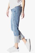 7 For All Mankind Fashion Boyfriend With Wide Raw Cuff In Gold Coast Waves