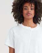 7 For All Mankind Short Sleeve Splice Crop Tee In White