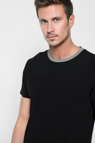 7 For All Mankind Short Sleeve Ringer Tee In Black