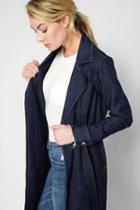 7 For All Mankind Denim Trench Coat In Luxe Lounge Deep Blue