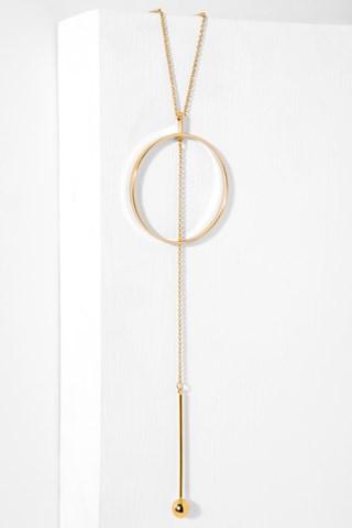 7 For All Mankind Full Circle Lariat Necklace In Gold