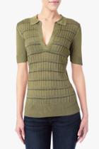 7 For All Mankind Ribbed Polo In Sage