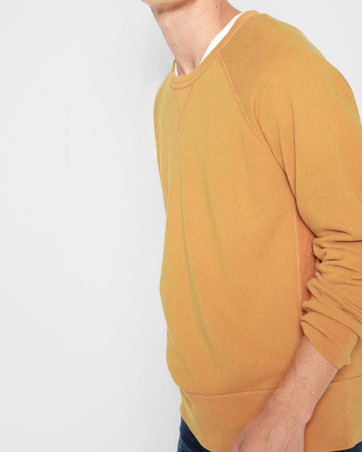 7 For All Mankind Men's Reverse Side Panel Crewneck Sweatshirt In Ochre