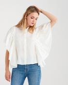 7 For All Mankind Butterfly Sleeve Top In Ivory